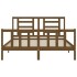 Estructura de cama matrimonio con cabecero madera marrón