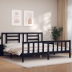 Estructura de cama con cabecero madera maciza negro 200x200 cm