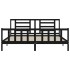 Estructura de cama con cabecero madera maciza negro 200x200