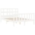 Estructura de cama con cabecero madera maciza blanco 140x200