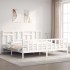Estructura de cama con cabecero madera maciza blanco 200x200
