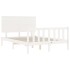 Estructura de cama con cabecero madera maciza blanco 140x190