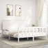 Estructura de cama con cabecero madera maciza blanco 160x200