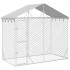 Perrera exterior con toldo acero galvanizado plata 3x1,5x2,5