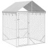 Perrera de exterior con toldo acero galvanizado plata 2x2x2,5