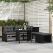 Set de muebles de jardín 4 piezas ratán sintético negro