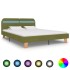 Estructura de cama con LED tela verde 160x200