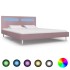 Estructura de cama con LED tela rosa 180x200