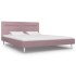 Estructura de cama con LED tela rosa 180x200