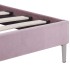 Estructura de cama con LED tela rosa 180x200