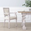 Silla de comedor de lino beige