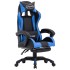 Silla gaming con reposapiés cuero sintético azul y