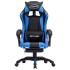 Silla gaming con reposapiés cuero sintético azul y