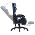 Silla gaming con reposapiés cuero sintético azul y