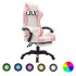 Silla gaming con luces LED RGB cuero sintético rosa y