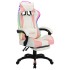 Silla gaming con luces LED RGB cuero sintético rosa y