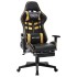 Silla de gaming con reposapiés cuero sintético negro y