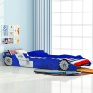 Cama con forma de coche de carreras para niños azul 90x200 cm