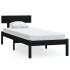 Estructura de cama madera maciza individual negra 75x190