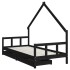 Estructura de cama niños con cajones madera pino negro