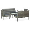 Set de muebles de jardín 5 pzas y cojines ratán sintético gris