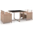 Set de comedor de jardín 5 pzas y cojines ratán sintético beige