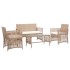 Set muebles de jardín 4 piezas y cojines ratán sintético