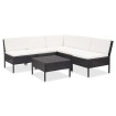 Set muebles de jardín 6 piezas y cojines ratán sintético negro