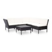 Set muebles de jardín 6 piezas y cojines ratán sintético negro