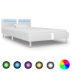 Estructura de cama con LED de cuero sintético blanco 90x200 cm