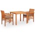 Set comedor de jardín 3 pzas y cojines madera maciza de