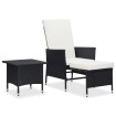 Set muebles de jardín 2 piezas y cojines ratán sintético negro