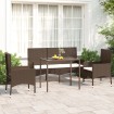 Set muebles de jardín 4 piezas y cojines ratán sintético marrón