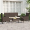 Set muebles de jardín 4 piezas y cojines ratán sintético marrón