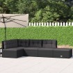 Set de muebles de jardín 5 pzas y cojines ratán sintético negro