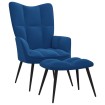 Silla de relajación con reposapiés terciopelo azul