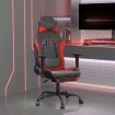 Silla gaming de masaje y reposapiés cuero sintético negro rojo