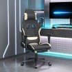 Silla gaming de masaje con reposapiés tela negro y crema