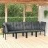 Set de muebles de jardín 4 piezas ratán sintético negro y