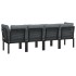 Set de muebles de jardín 4 piezas ratán sintético negro y