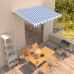 Toldo manual retráctil azul y blanco 350x250 cm