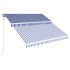 Toldo automático retráctil azul y blanco 350x250