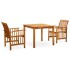 Set comedor de jardín 3 pzas y cojines madera maciza de