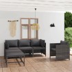 Set de muebles de jardín 6 pzas y cojines ratán sintético gris