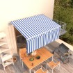 Toldo automático retráctil con persiana azul y blanco 3x2,5m