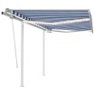 Toldo manual retráctil con luz LED azul y blanco 3x2,5 m