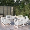 Set de salón de jardín de 8 piezas blanco madera maciza de pino