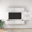 Mueble de TV 8 piezas de madera contrachapada blanco