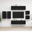 Set de muebles de salón TV 8 piezas madera ingeniería negro