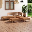 Juego muebles de jardín 6 pzas madera maciza pino marrón miel